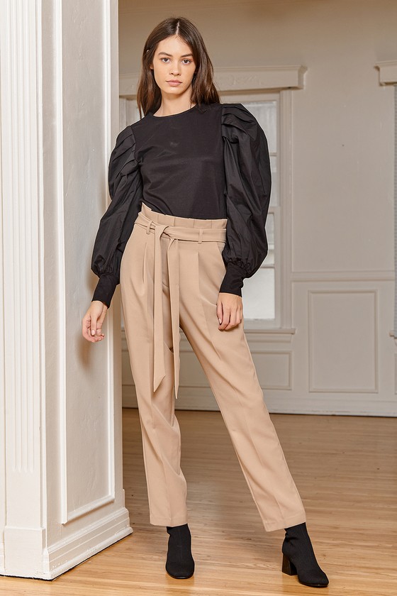 Buy Nuon Solid Beige High-Waisted Parachute Pants from Westside